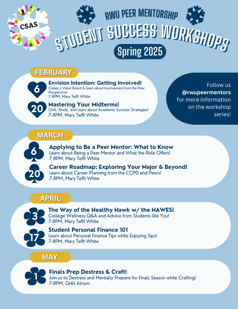 flier with information on spring 2025 workshops as outlined in above text