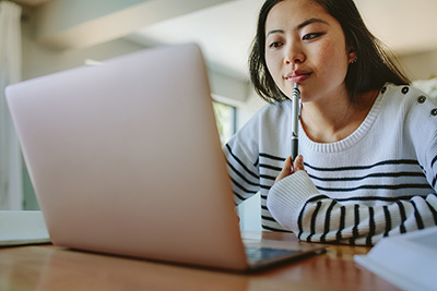 Student works at computer