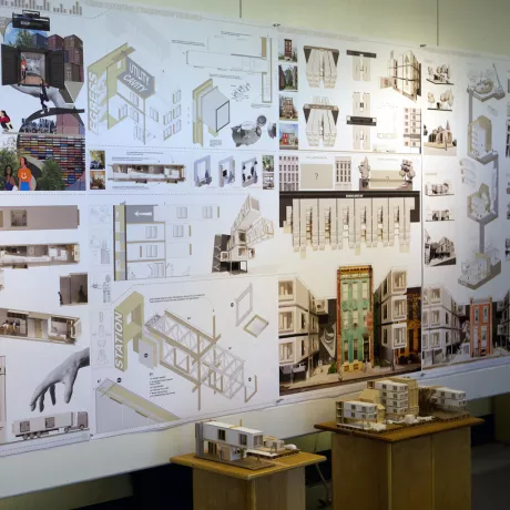 Architecture work displayed in a gallery