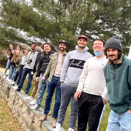 A photo of Architecture students lined up on field trip