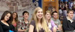Students laughing in class.