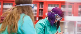 Students in a science lab.