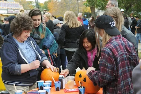 Families enjoying homecoming