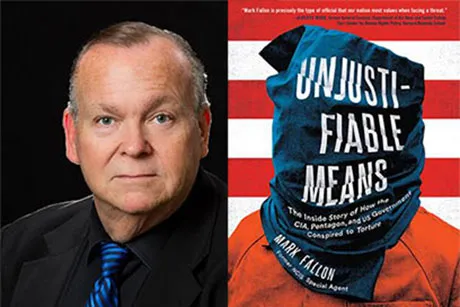 Author Mark Fallon alongside cover image of his book.
