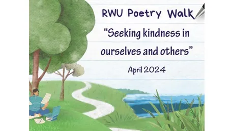 Shell path by water RWU Poetry Walk "Seeking Kindness in Ourselves and Others"