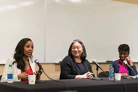 Panelists talk about being women of color in the workplace.