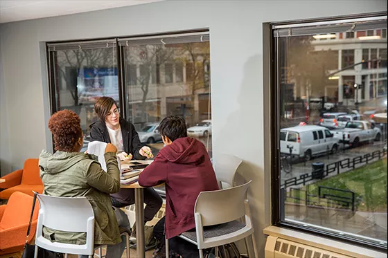 Students lounging at RWU EXT campus