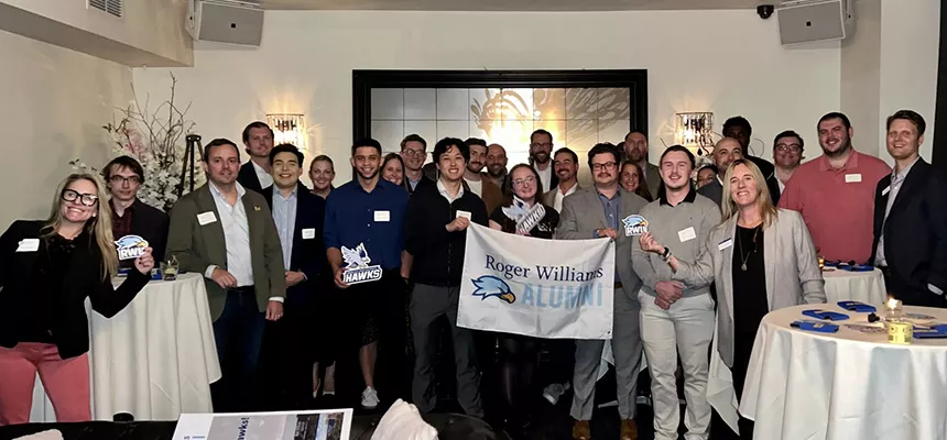 A group of alumni at a NYC networking event