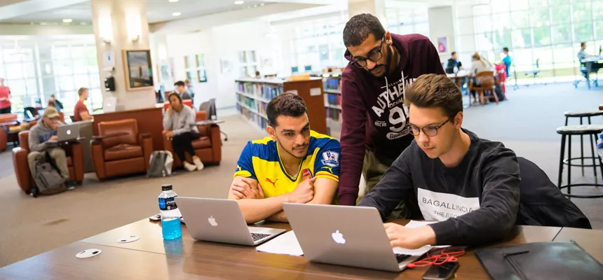RWU international students in the library