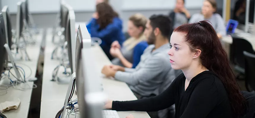 Students learning at computers