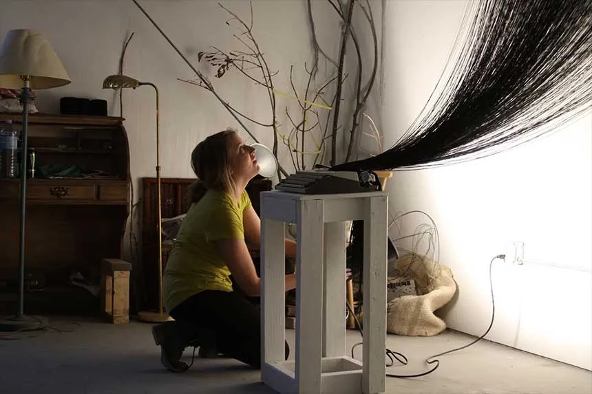 A student working on a project