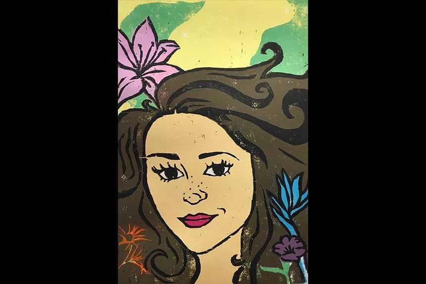 A self portrait of a woman.