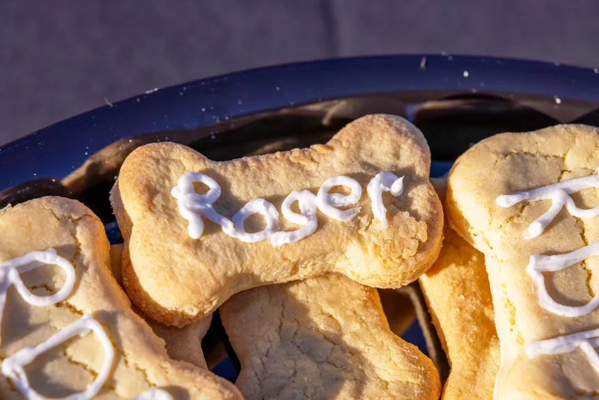 Biscuits with Roger's name iced on them are available for canines.