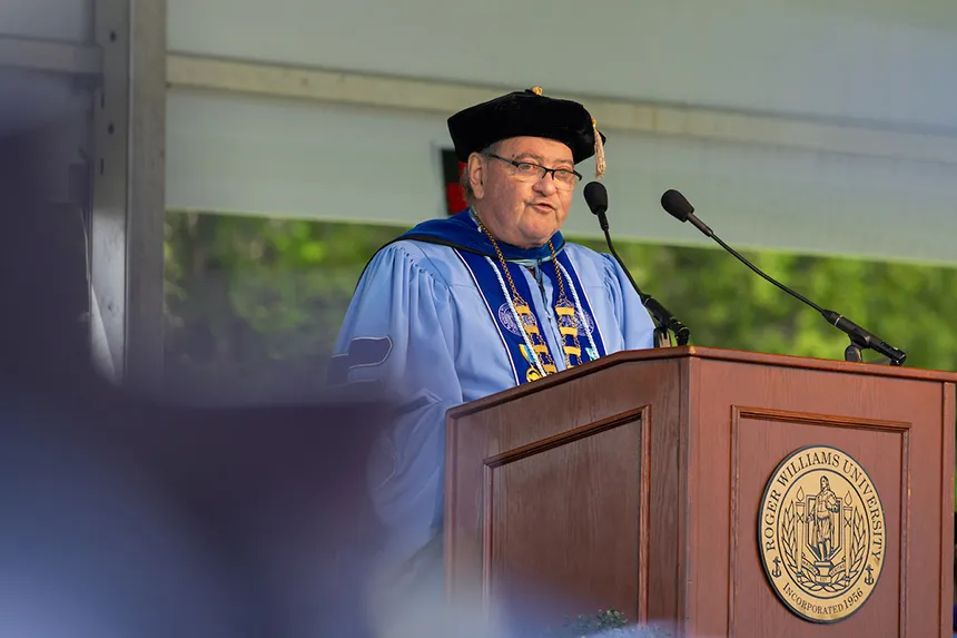 President Miaoulis addresses crowd