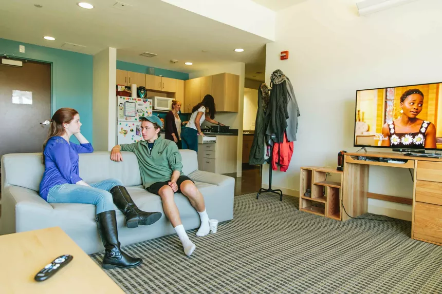 Students in a suite lounge