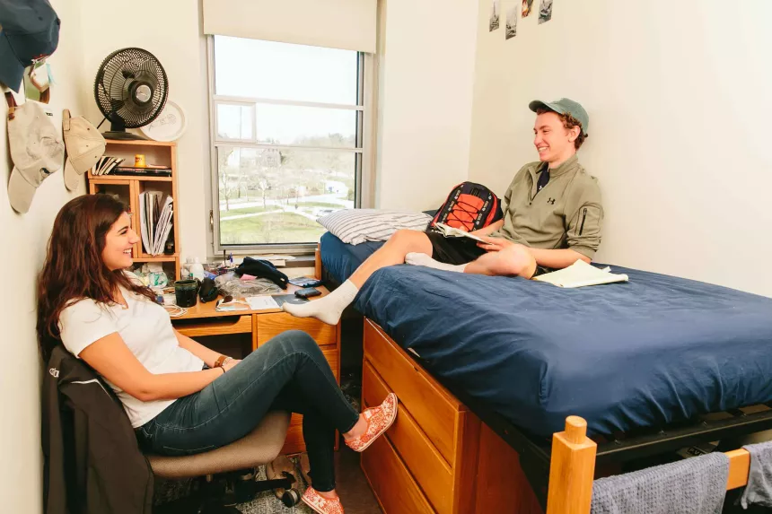 Students connecting in room