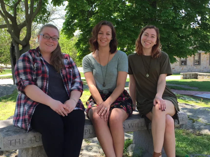 From left: 2017 Henderson Outstanding Tutor award recipients Angela Kaczun in writing, Kelly Cribari in science, and Ashley Crane in math. 