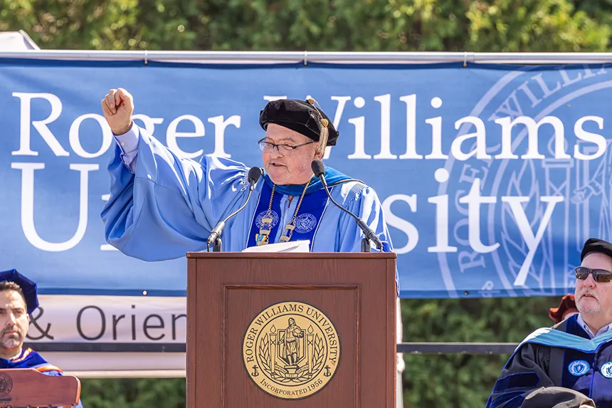 President Miaoulis speaks to the more than 1,000 incoming students.