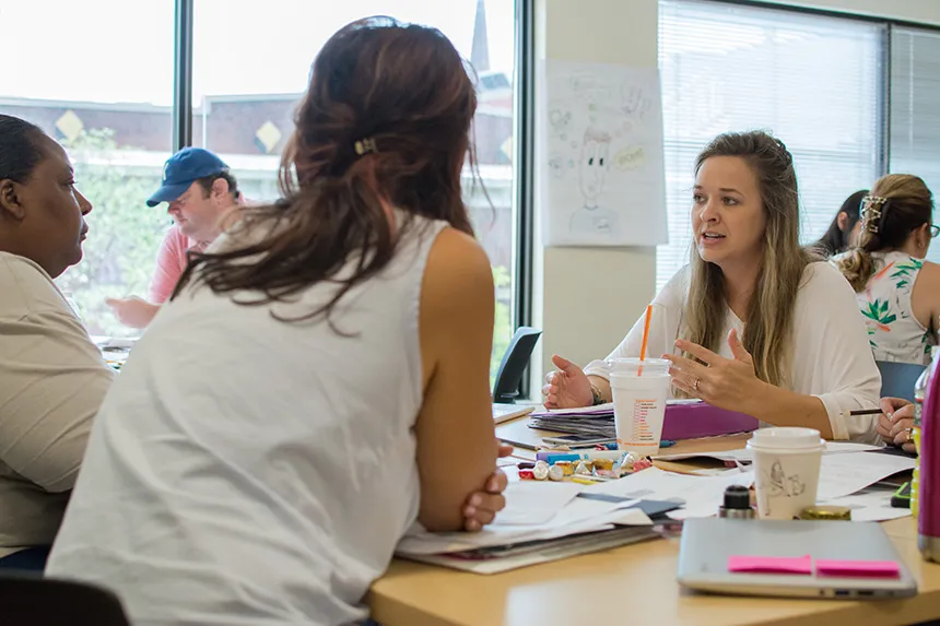 Julie Maruska working in a group