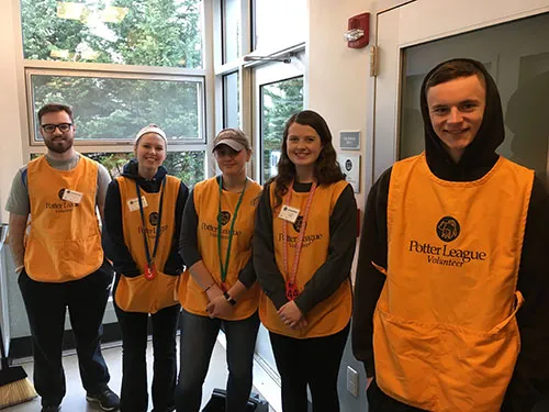 Students volunteering at Potter League