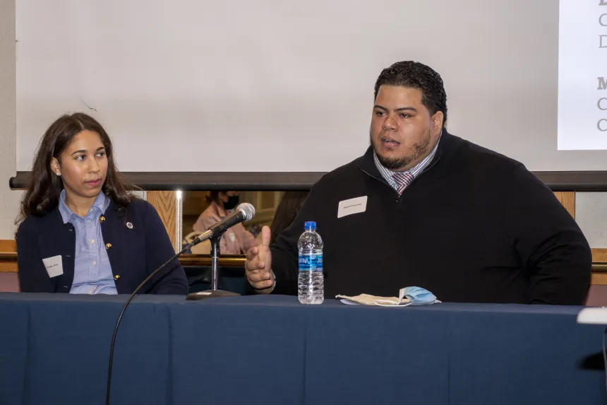 RWU MPA alumnus Manny Ortiz addresses the 2022 RIASPA Conference