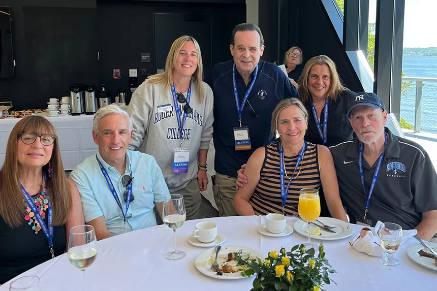 Hawks join together for brunch in the Richard L. Bready Mount Hope Bay Sailing and Education Center.