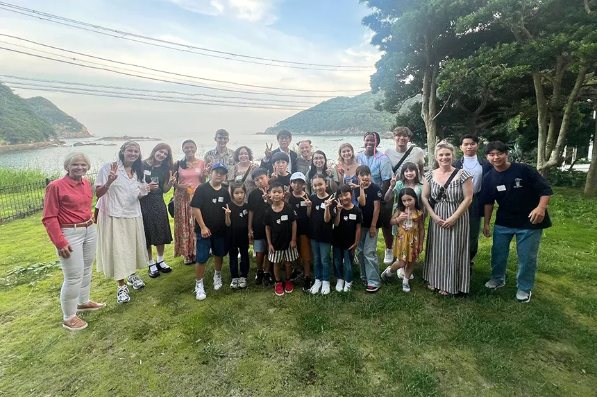 RWU students pose for a photo during a study abroad trip to Japan.