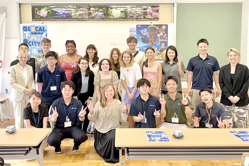RWU students pose for a photo during a study abroad trip to Japan.