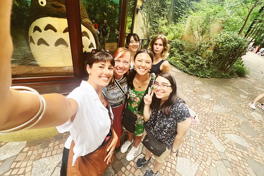 RWU students pose for a photo during a study abroad trip to Japan.