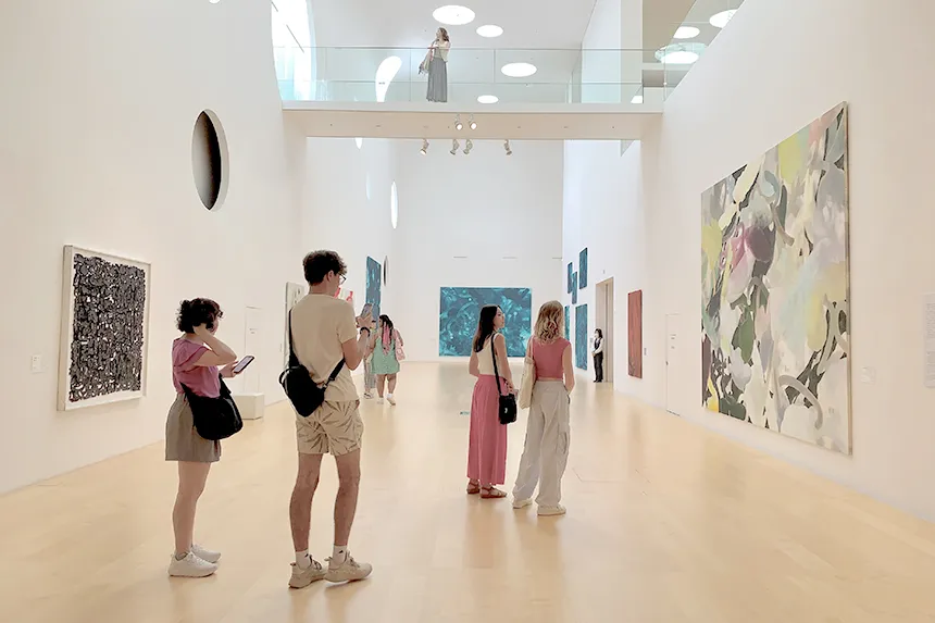 RWU students explore an art gallery during a study abroad trip to Japan.