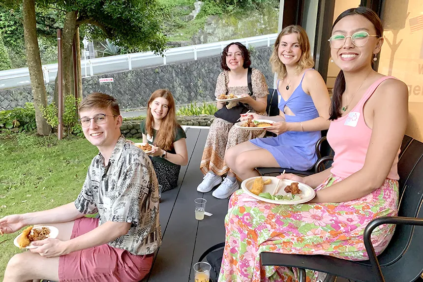 RWU students pose for a photo during a study abroad trip to Japan.