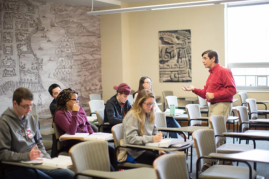 image of N RWU professor leading a class of students