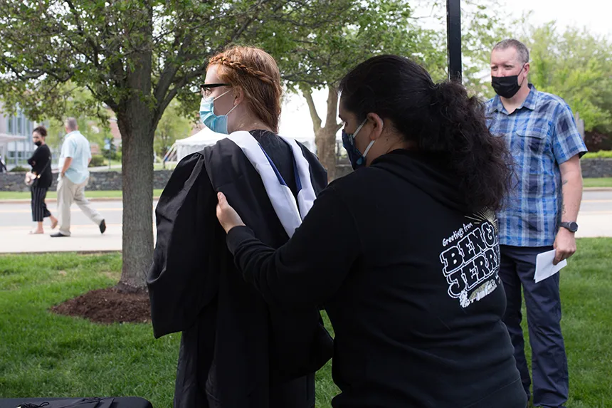 image of RWU grads on Commencement Day 2021