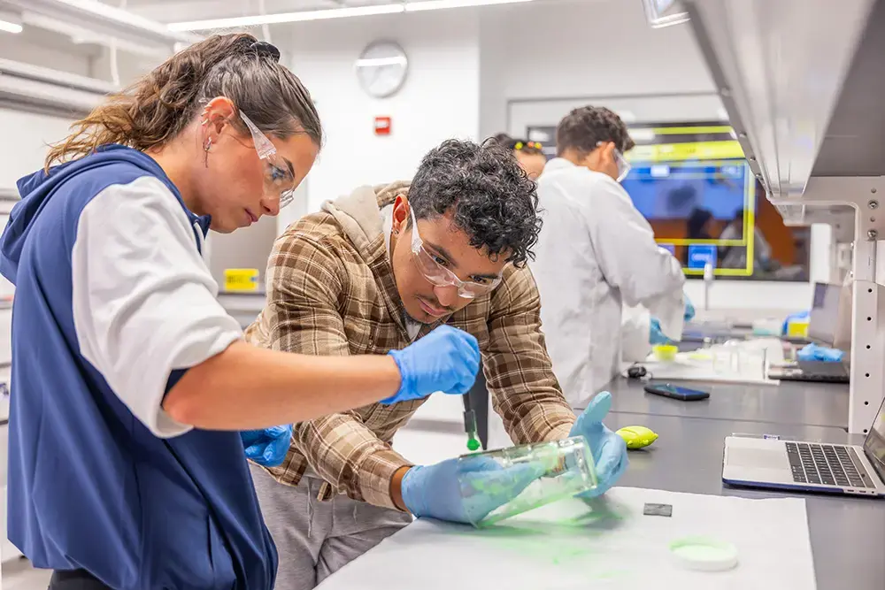 Students work in forensics lab