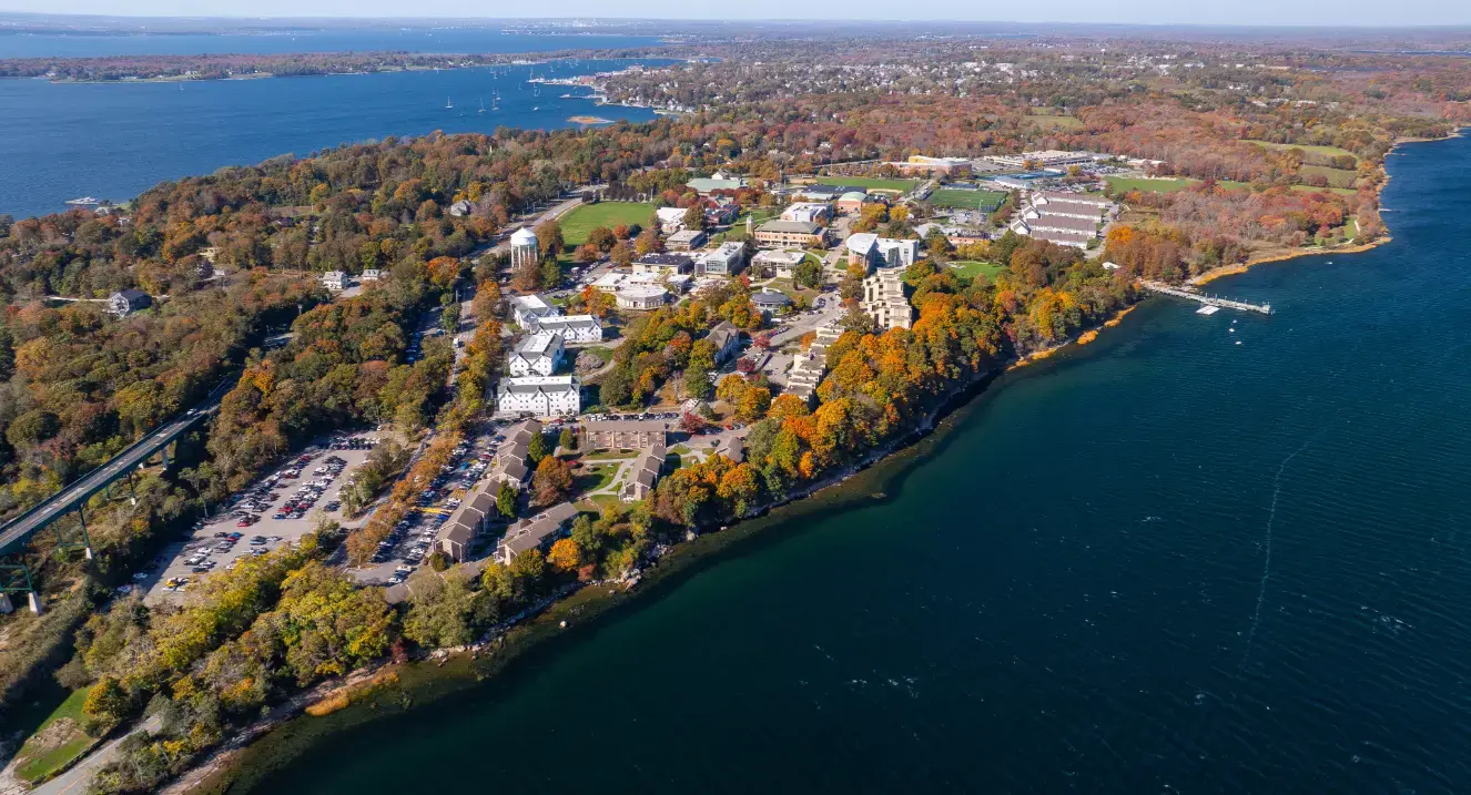 Aerial view of Roger Williams University campus