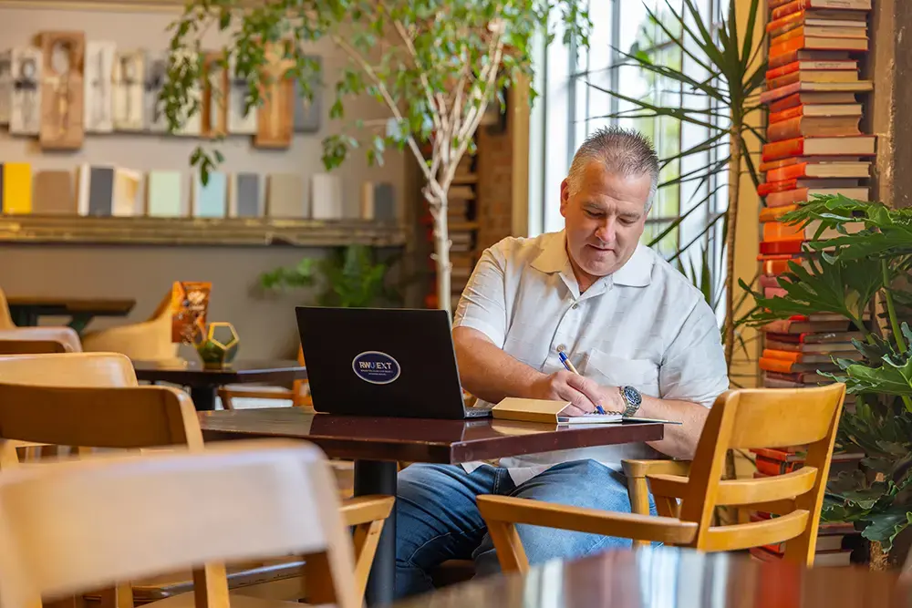 Adult learner studies online