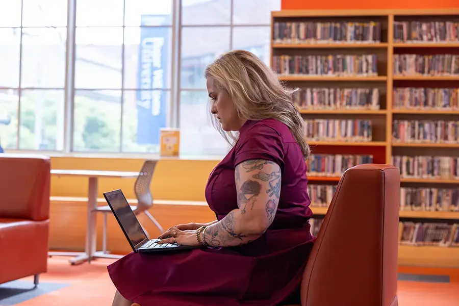 Person studying at computer