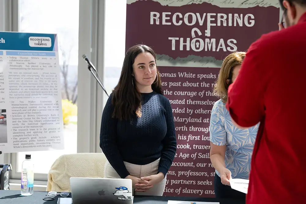 Student presents research on slavery