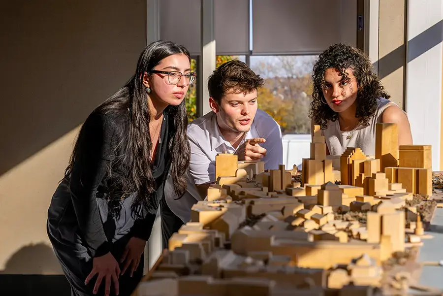Architecture students make model buildings