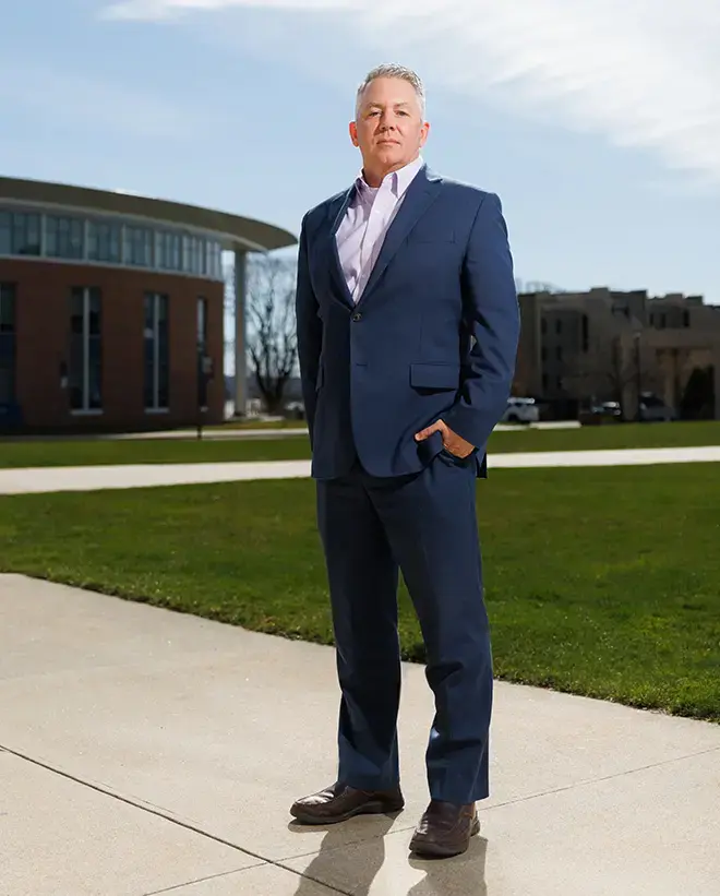 Brian Williams stands on Bristol Campus
